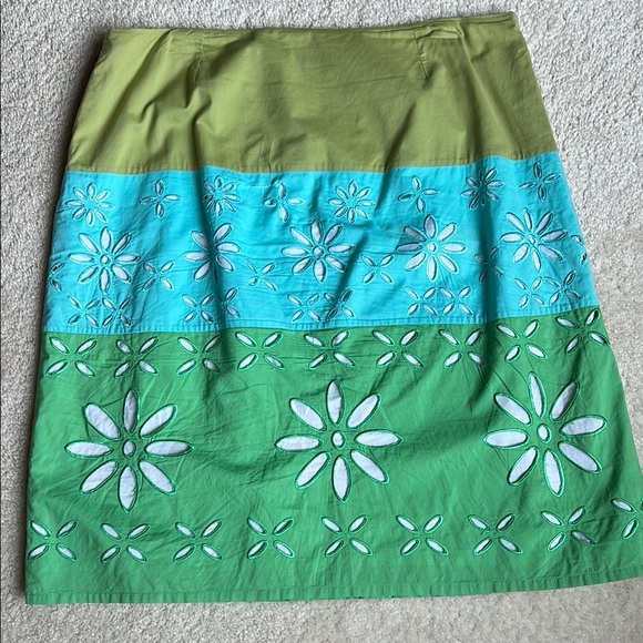 Boden Green and Blue Embellished A-Line Skirt - Picture 2 of 5